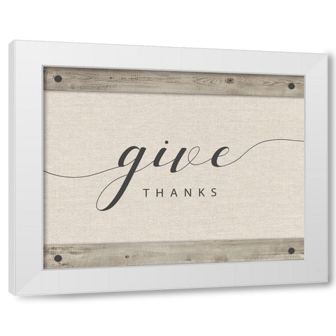 Give Thanks White Modern Wood Framed Art Print by Murray, Amanda