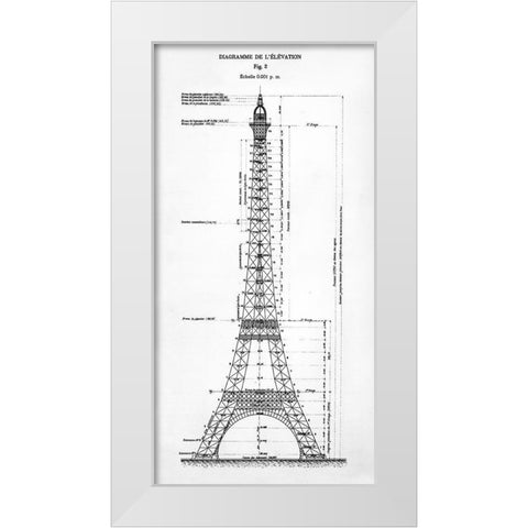 Eiffel Elevation White Modern Wood Framed Art Print by Donovan, Kelly