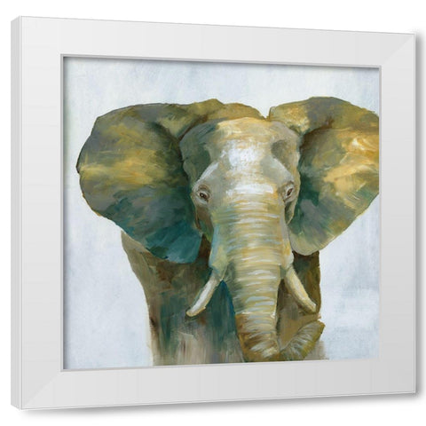 Jade Elephant White Modern Wood Framed Art Print by Nan