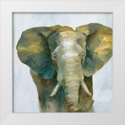 Jade Elephant White Modern Wood Framed Art Print by Nan