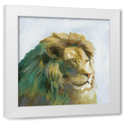 Jade Lion White Modern Wood Framed Art Print by Nan