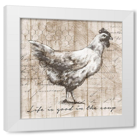 Farm Hen White Modern Wood Framed Art Print by Knutsen, Conrad