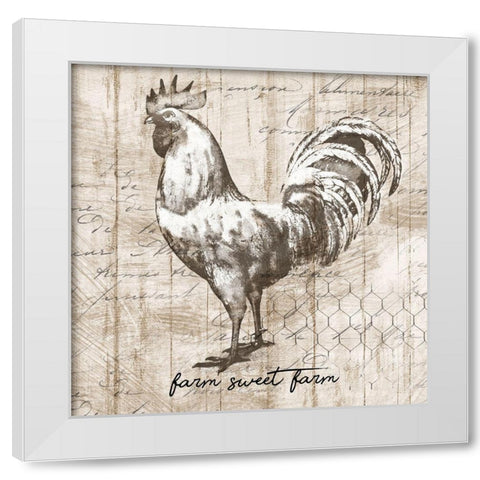 Farm Rooster White Modern Wood Framed Art Print by Knutsen, Conrad