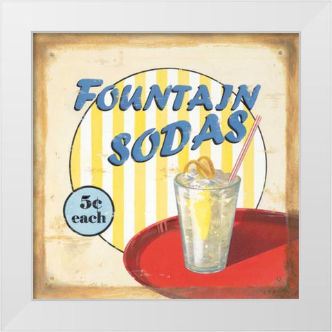 Fountain Sodas White Modern Wood Framed Art Print by Alderson, Lisa