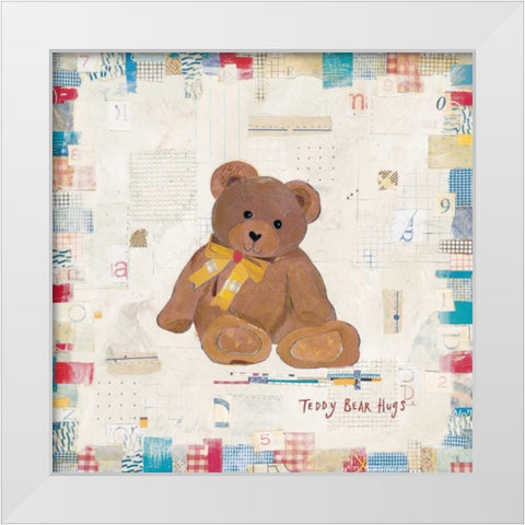 Teddy Bear Hugs White Modern Wood Framed Art Print by Pope, Kate and Elizabeth