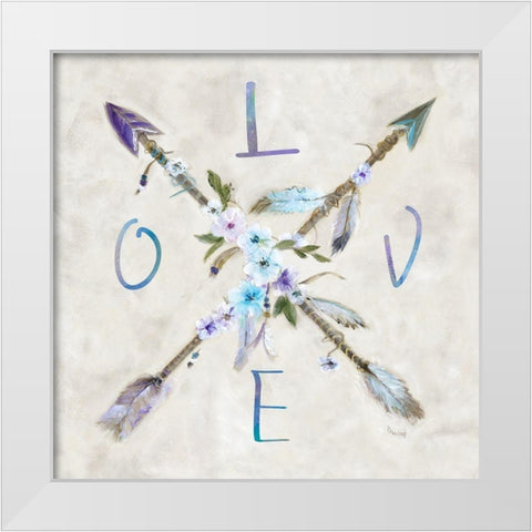 Boho Arrow Love White Modern Wood Framed Art Print by Dunlap, Marilyn