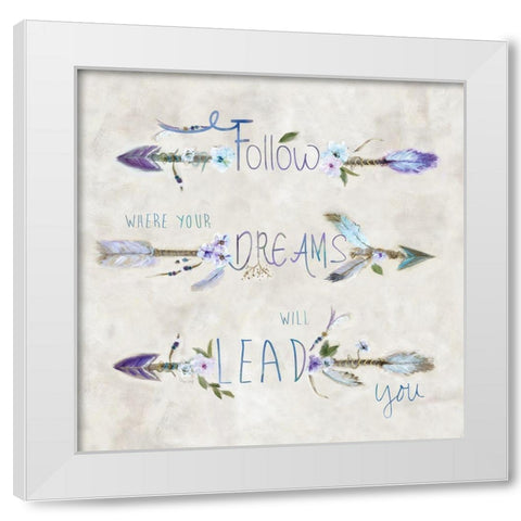 Boho Arrow Dreams White Modern Wood Framed Art Print by Dunlap, Marilyn