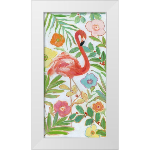 Flamingo Party I White Modern Wood Framed Art Print by Swatland, Sally