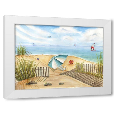 Beach Interlude White Modern Wood Framed Art Print by Halm, Carol