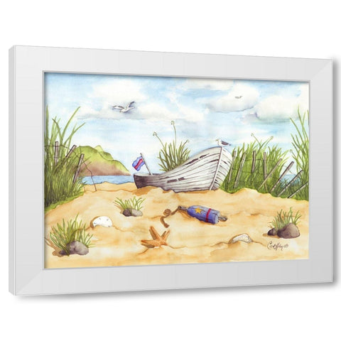 Beach Treasures White Modern Wood Framed Art Print by Halm, Carol