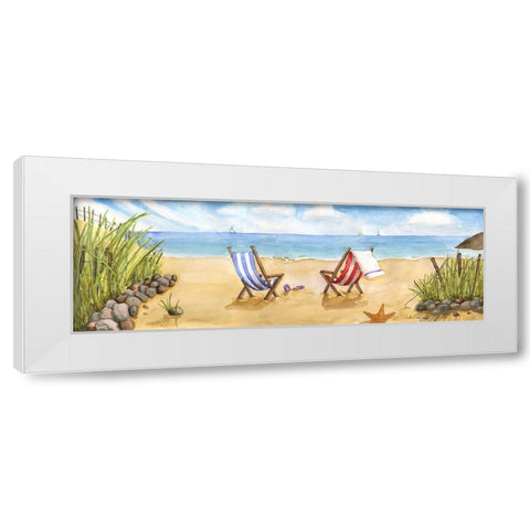 Beach For Two White Modern Wood Framed Art Print by Halm, Carol