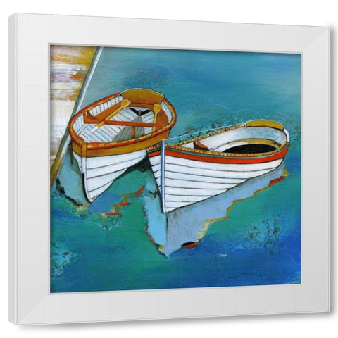 Rowboat Reflection White Modern Wood Framed Art Print by Tava Studios