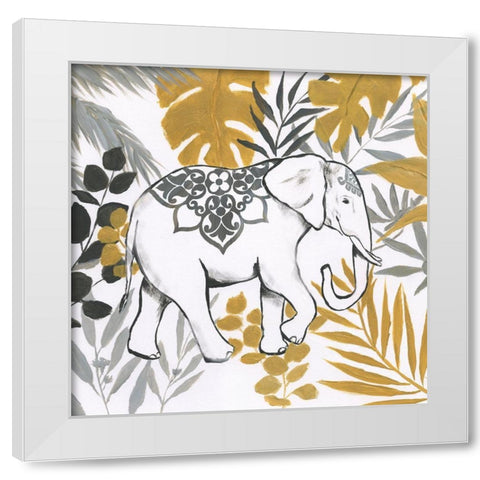 Jungle Elephant White Modern Wood Framed Art Print by Nan