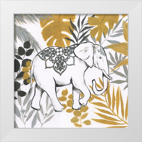 Jungle Elephant White Modern Wood Framed Art Print by Nan