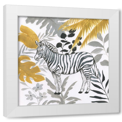 Jungle Zebra White Modern Wood Framed Art Print by Nan