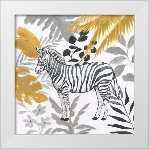 Jungle Zebra White Modern Wood Framed Art Print by Nan