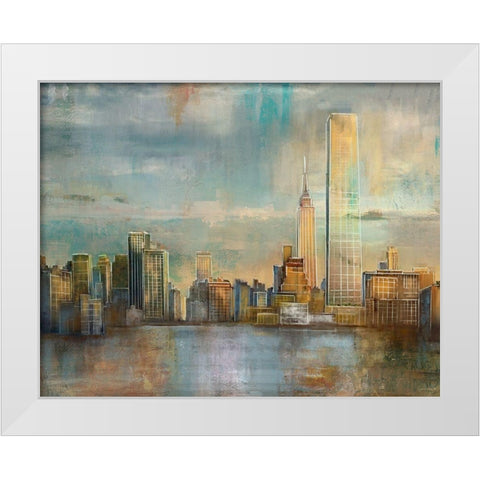 City Skyline White Modern Wood Framed Art Print by Nan