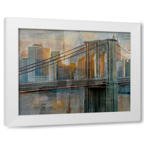 Brooklyn Bridge White Modern Wood Framed Art Print by Nan