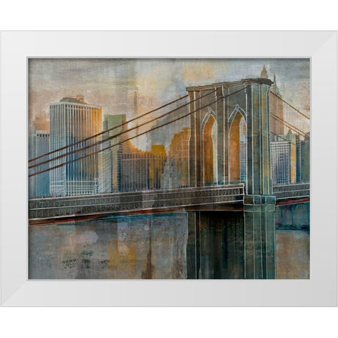 Brooklyn Bridge White Modern Wood Framed Art Print by Nan