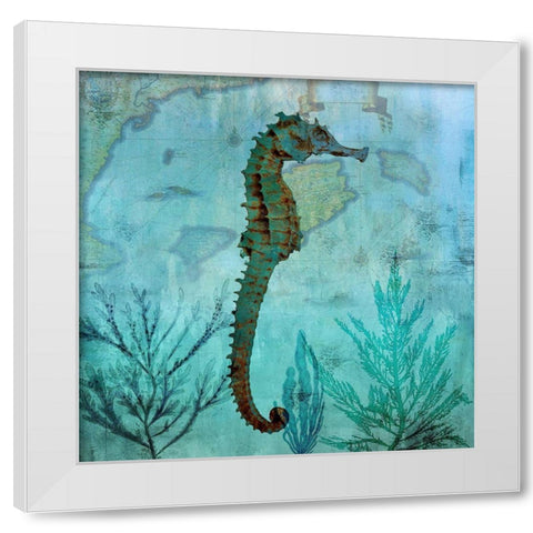 Pacific Seahorse White Modern Wood Framed Art Print by Nan