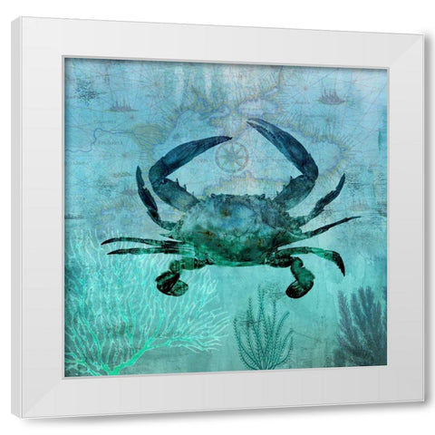 Pacific Crab White Modern Wood Framed Art Print by Nan