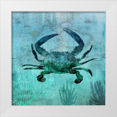 Pacific Crab White Modern Wood Framed Art Print by Nan