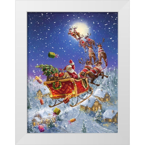 Santas Sleigh White Modern Wood Framed Art Print by Corti, Marcello