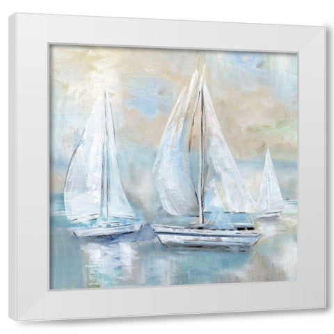 Sail Afar White Modern Wood Framed Art Print by Nan