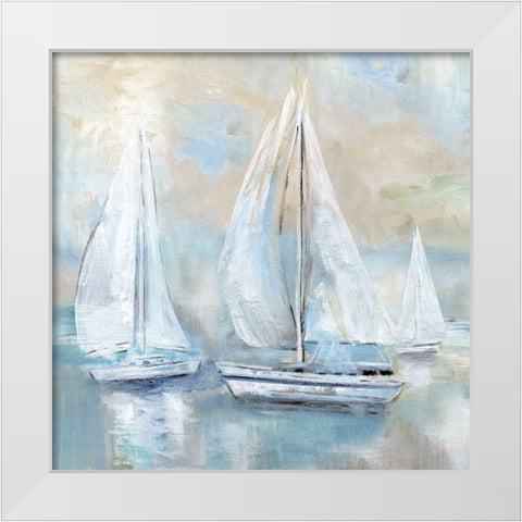 Sail Afar White Modern Wood Framed Art Print by Nan