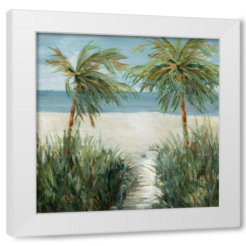 Sandy Beachwalk White Modern Wood Framed Art Print by Robinson, Carol