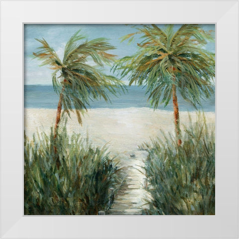 Sandy Beachwalk White Modern Wood Framed Art Print by Robinson, Carol