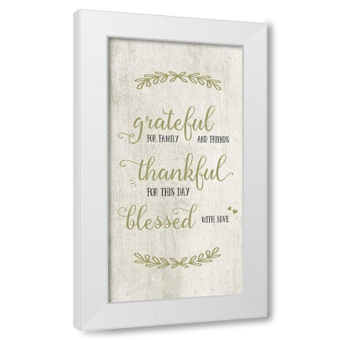 Grateful White Modern Wood Framed Art Print by CAD Designs