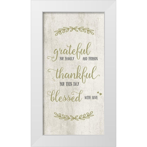 Grateful White Modern Wood Framed Art Print by CAD Designs