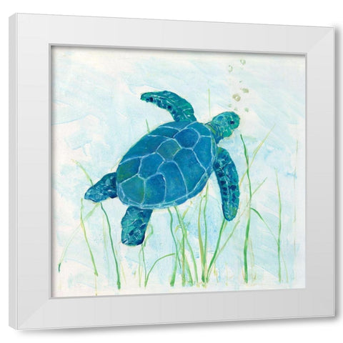 Reef Turtle I White Modern Wood Framed Art Print by Swatland, Sally