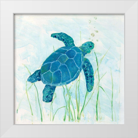 Reef Turtle I White Modern Wood Framed Art Print by Swatland, Sally
