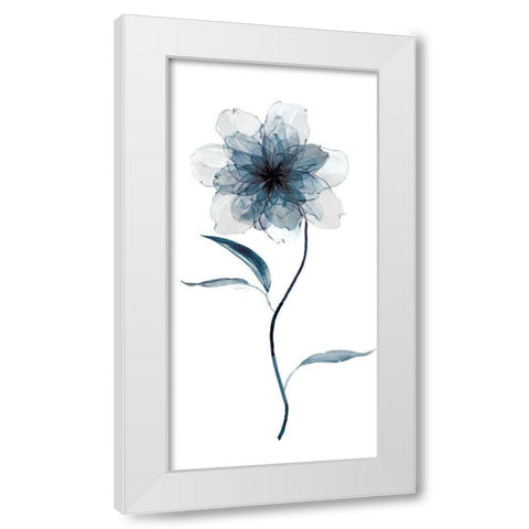 Indigo Foral II White Modern Wood Framed Art Print by Robinson, Carol