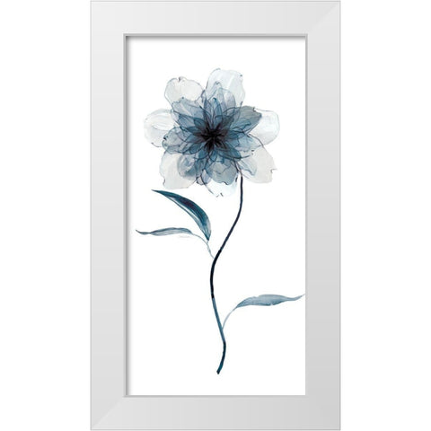Indigo Foral II White Modern Wood Framed Art Print by Robinson, Carol