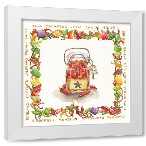 Hot Chili Medley White Modern Wood Framed Art Print by Halm, Carol