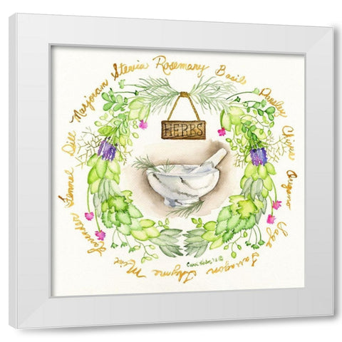 Herbal Wreath White Modern Wood Framed Art Print by Halm, Carol