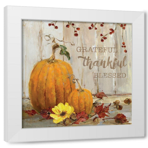 Pumpkin Patch Grateful White Modern Wood Framed Art Print by Swatland, Sally