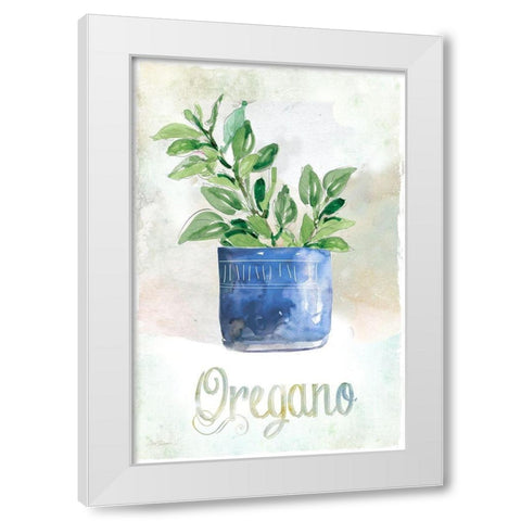 Potted Oregano White Modern Wood Framed Art Print by Robinson, Carol