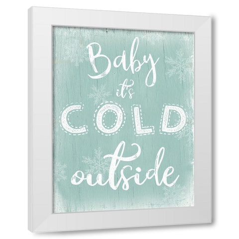 Cold Outside White Modern Wood Framed Art Print by CAD Designs