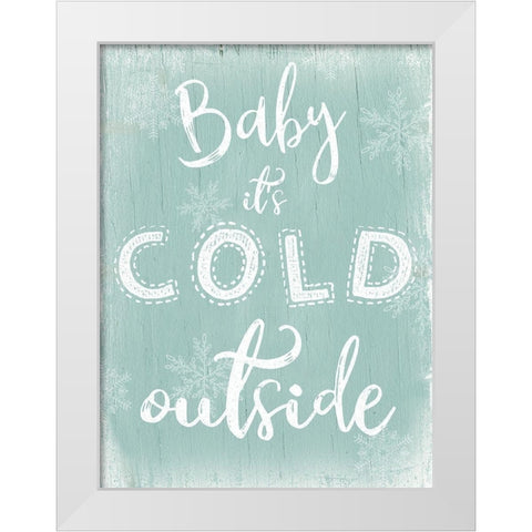 Cold Outside White Modern Wood Framed Art Print by CAD Designs