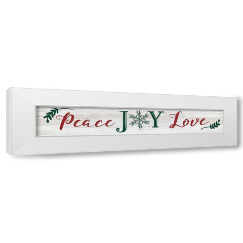 Peace Joy Love White Modern Wood Framed Art Print by CAD Designs