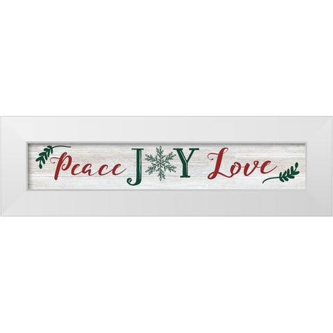 Peace Joy Love White Modern Wood Framed Art Print by CAD Designs
