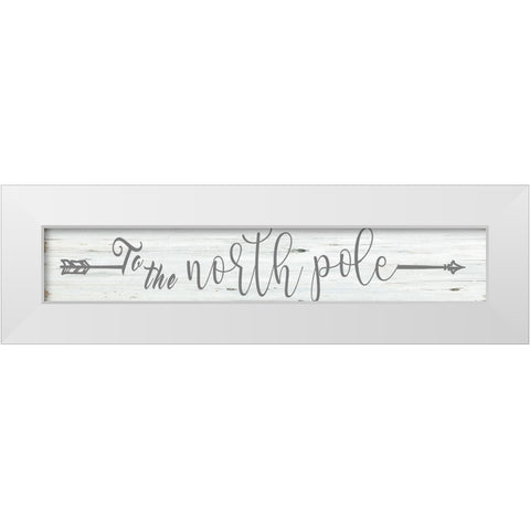 To The North Pole White Modern Wood Framed Art Print by CAD Designs