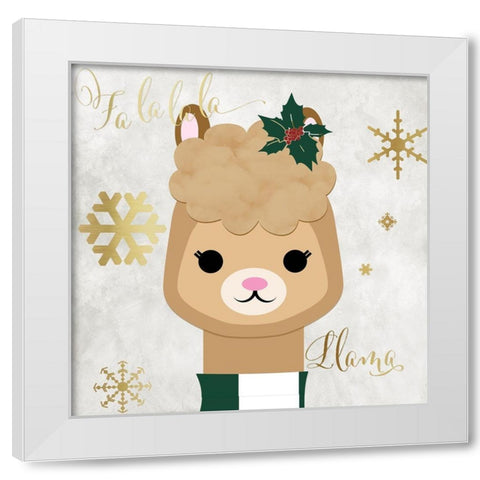 Fa La Llama White Modern Wood Framed Art Print by CAD Designs