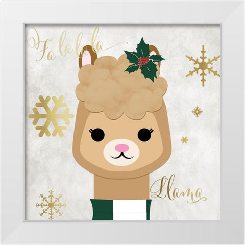 Fa La Llama White Modern Wood Framed Art Print by CAD Designs