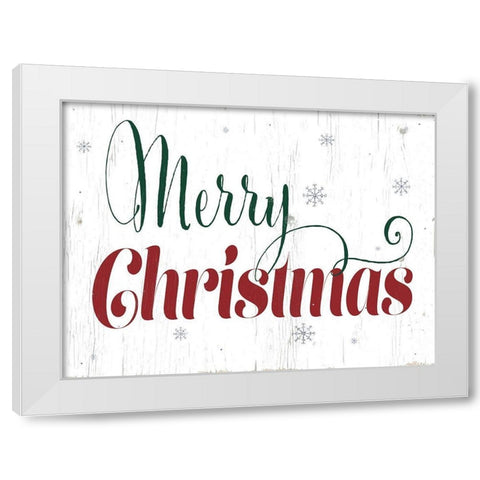 Merry Christmas White Modern Wood Framed Art Print by CAD Designs