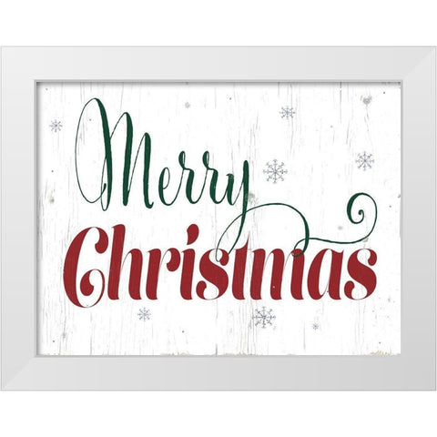 Merry Christmas White Modern Wood Framed Art Print by CAD Designs